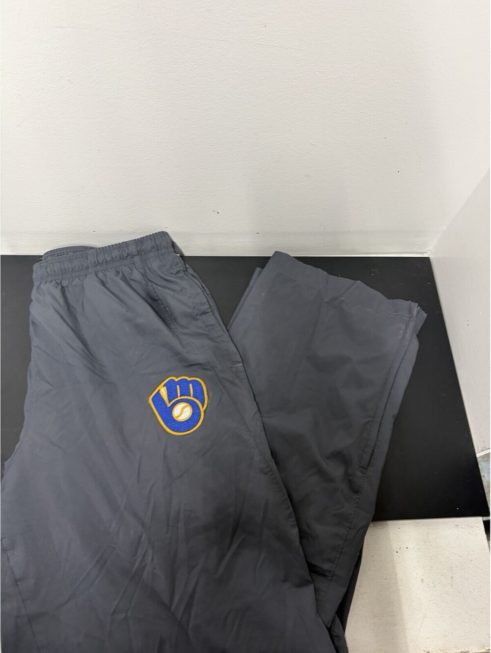 Nike MLB Milwaukee Brewers Lined Track Pants With Zippers- Gray Men’s Size Large